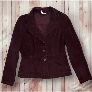 St. John's Bay Stretch Corduroy Jacket Medium Blazer Burgundy Womens Academia - Picture 1 of 8