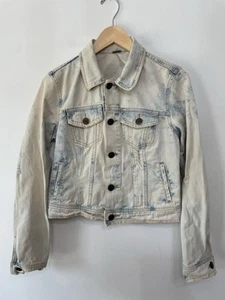 Free People Jones Tie Dye Blue Rumors Denim Jacket Distressed Light Women’s 6 - Bild 1 von 10