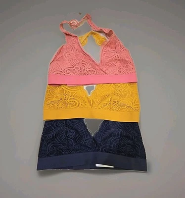 3-Old Navy- Bralettes, Tamanho Pequeno, Não Acolchoado, Sem Fio, Rosa, Amarelo, Azul - Imagem 1 de 4