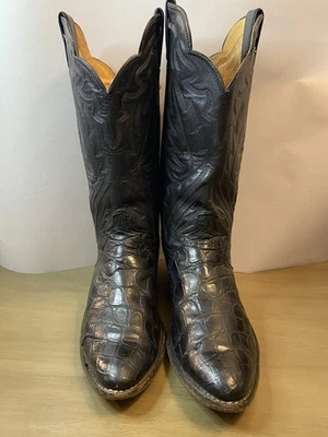 Botas de Vaquero Justin Negras Para Hombre De Colección Genuinas Caimán Talla 9.5D Foto 1 de 4