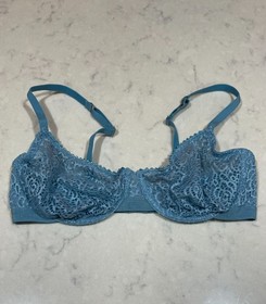 Studio La Perla Blue Velvet Trim Mesh Bra Size 38C