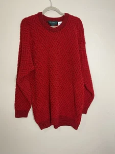 Vintage Tundra Canada Sweater Men Large Red Black 3D Textured Knit size Large - Picture 1 of 8