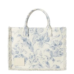 Sandro Blue White Toile Big Tote Bag European French Vacation Beach 16x13x7 $449 - Picture 1 of 11