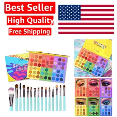 Vibrant 54 Shades Eyeshadow Palette with 15 Brushes - Waterproof & Gift Ready! - Image 1 of 4