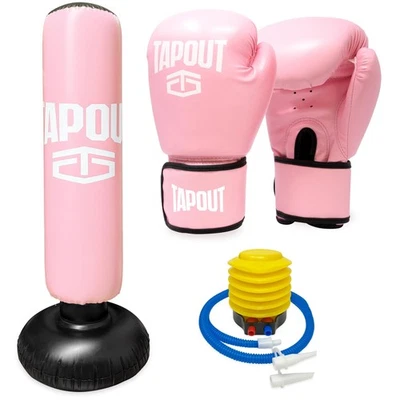 Kit de Boxeo Rosa: Guantes de 8 OZ, Saco de Boxeo Inflable con Bomba, Malla de Transporte... Foto 1 de 4