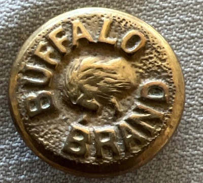 Antique Work Clothes Overall Wobble Shank Button -Pictorial -Buffalo Brand  - Image 1 of 4