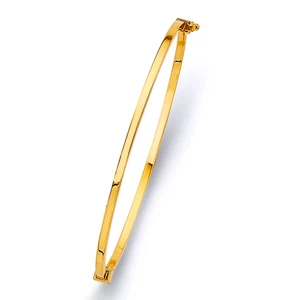 Brazalete Brazalete Italiano Oro Amarillo 14k Pulido Plano Ovalado Tubo Hueco 7" 2mm - Imagen 1 de 2