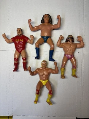 Lote de 4 figuras vintage de superestrellas de lucha libre de los 80 de la WWF LJN Andre Hulk Macho   Foto 1 de 4