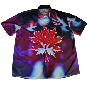 Hardaddy Button Up Shirt Men's Large Maple leaf Hawaiian Bowling Short Sleeve - Picture 1 of 21