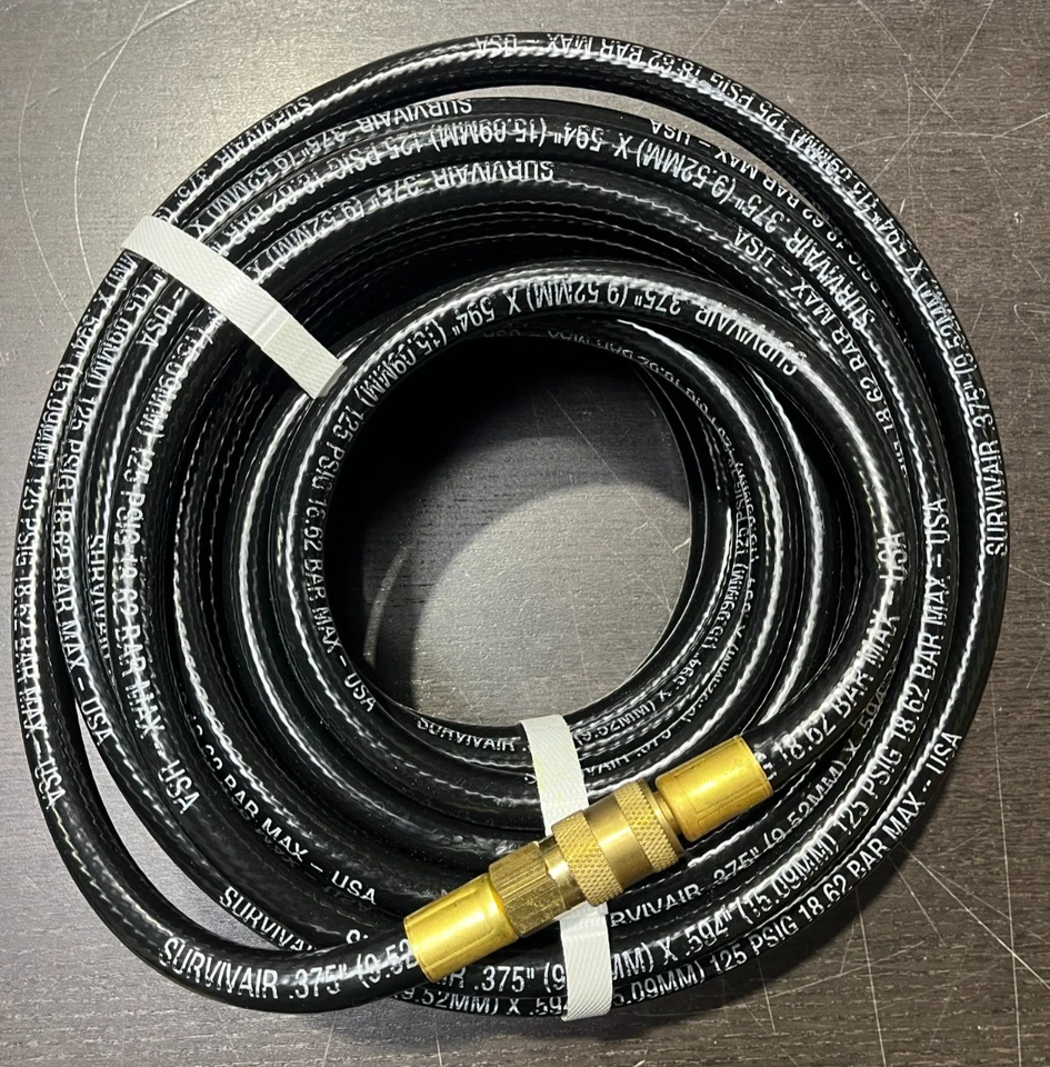 SURVIVAIR 985242 50 英尺高压供应航空软管 125 PSIG — 第 1/3 张图片
