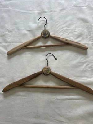 Pair Of Vintage Wooden Clothes Hangers With Raccoons - Image 1 of 4