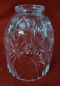 Vtg Heavy Cut Glass Cystal Clear Ceiling Fan Chandelier Wall Sconce Lamp Shade - Picture 1 of 11