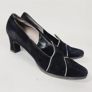 Zapatos de tacón bloque vintage de gamuza negra Amano talla 6,5 - Imagen 1 de 8