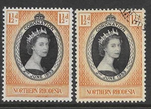 N.RHODESIA, QE11, 1953 CORONATION, SG 60, FINE MNH/FINE USED (2) - Picture 1 of 1