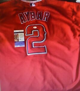 Erick Aybar signed autographed Anaheim Angels MLB baseball home jersey JSA coa