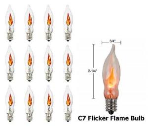 Lot of 12 Flicker Flame Light Bulbs, E12 Candelabra Base, 3 watt Bulb