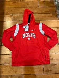 NIKE OHIO STATE BUCKEYES FOOTBALL HOODIE ON FIELD THERMA SWEATSHIRT RED 2XL NWT - Picture 1 of 4