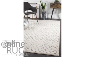IVORY GREY TRIBAL DIAMOND GEOMETRIC MODERN AREA RUG CARPET XX LARGE 240 x 330 CM - Picture 1 of 6
