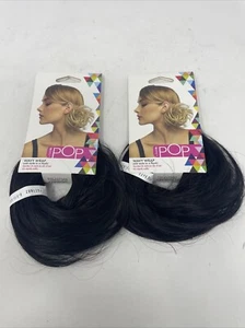 Lot 2 Pop by Hairdo Wavy Wrap Synthetic Hair Ebony R2 Tru2Life Heat-Friendly New - Picture 1 of 4