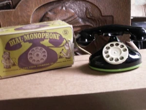 antico telefono giocattolo vintage per bambini monofono rotante acciaio timbro co. spedizione gratuita - Foto 1 di 24