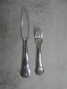 Oneida Jugend 2er Set Messer & Gabel Edelstahl Besteck Elefant & Nilpferd - Bild 1 von 7