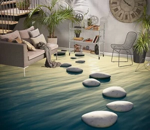 3D River Stones 30RAIN12 Floor WallPaper Murals Wall Print Decal AJ Honey - Picture 1 of 6