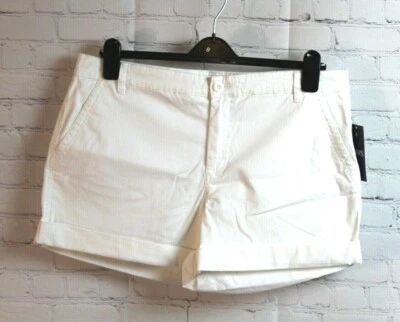 MD ~ NWT Chaps Icon Women's Denim Cuffed Shorts Flat Front $55 Sz 14 - Image 1 of 4