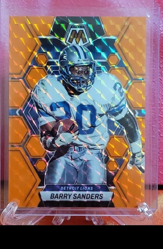 2023 Mosaic Barry Sanders Orange Fluorescent/25 Lions #190 SSP Hall Of Famer