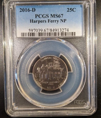 2016-d PCGS MS-67 Harper's Ferry West Virginia NP National Park ATB Quarter - Image 1 of 2