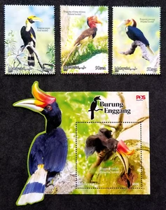 Malaysia 2024 Iconic Birds Hornbill komplett 3V und MS mnh Vogel - Bild 1 von 2