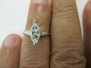 1.25 Carat Platinum Diamond Engagement Ring Center=1.10  F-SI2  Value=$19K+ - Picture 1 of 11