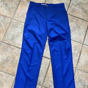 IZOD Golf Men's SLIM FIT Flat Front Shirt Gripper Waistband Blue Pants 34x32