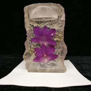 Malaysia Echte Orchideen in Harz Teelicht Kerzenhalter. 4" hoch - Bild 1 von 11