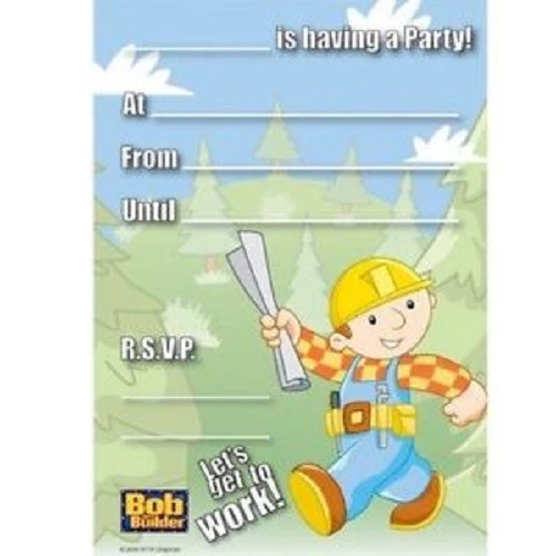 20 X BOB THE BUILDER CHILDREN'S PARTY INVITATIONS & ENVELOPES BIRTHDAY  - Image 1 of 1