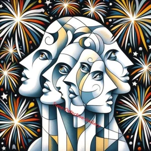 "Combining Heads" - Limited Edition Modern Art Print on Canvas - 4 Sizes - Picture 1 of 1