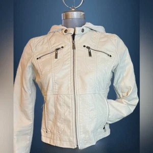 Girls JOUJOU Faux Leather Jacket W/Removable Hood Size 11/12 - Picture 1 of 4