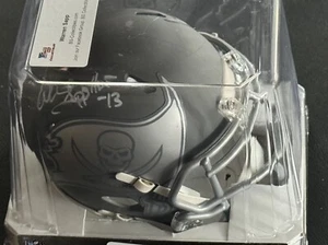 Buccaneers Warren Sapp "HOF 13" Signed Slate Speed Mini Helmet BAS Witnessed - Picture 1 of 4