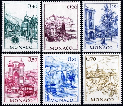 Monaco 1991 Old Monaco Views, Art by Clerissi, Set of 6, UNM / MNH Cover
