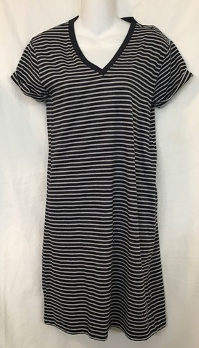 abito t alexander wang blu navy e grigio righe scollo a V manica S cotone taglia Xs