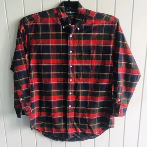 Ralph Lauren Shirt The Big Oxford Plaid Long Sleeve Mens Small (Large) Relaxed - Picture 1 of 9