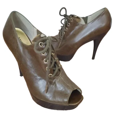 Botines Michael Kors para mujer 8M Oxford plataforma tacones de aguja cuero punta abierta Foto 1 de 4