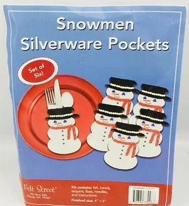 Felt Street 500890 Snowman Silverware Pockets 4x6 Set of 6 Open Complete - Picture 1 of 8