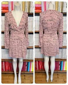 Other Stories LA Atelier Damas Mini Vestido Reino Unido 8 XS Envolvente Rosa Estampado Crepé Años 70 - Imagen 1 de 14