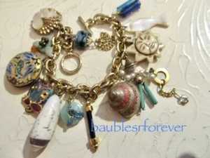 VtG OOAK Hand-Crafted Sun & Fun Seashell MOP Nephrite Berebi Cat Charm Bracelet - Picture 1 of 5