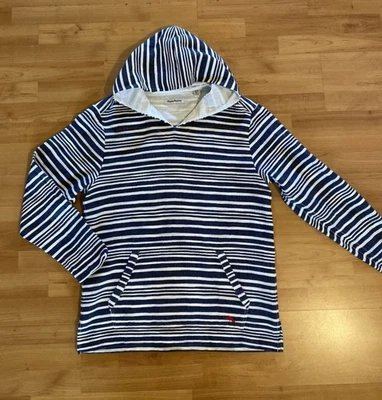 Tommy Bahama Sudadera con Capucha Para Hombres M Azul Blanco Rayas Algodón Pullover Playa Baja Resort Foto 1 de 4