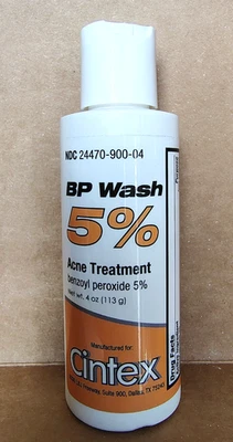 Cintex BP Wash перекись бензоила 5% акне актуальное лечение прыщей кожи 4 унц - Изображение 1 из 2