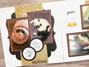 Katze Sammelalbum Seiten, vorgefertigte Katzenseiten, Kätzchen Sammelalbum Layouts, Kätzchen Seiten - Bild 1 von 9