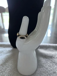 Vtg Art Deco Style Gold tone With Onyx Stones And Rhinestones Sz 6 - Picture 1 of 3