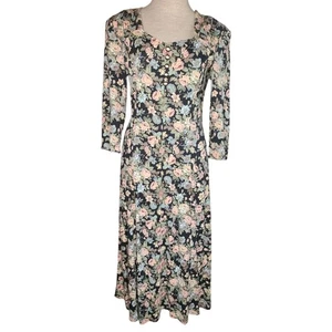Byer vintage años 90 también! Vestido Floral Rosa Ajuste y Acampanado Talla 9 Cottagecore Prairie - Imagen 1 de 5