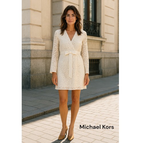 MICHAEL KORS MINI ABITO IN PIZZO COLOR PANNA NUOVO CON ETICHETTA NUOVO